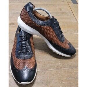 Marc Joseph NY Plaza Dress Shoes Black Napa & Tan Weave Men's Size 10.5